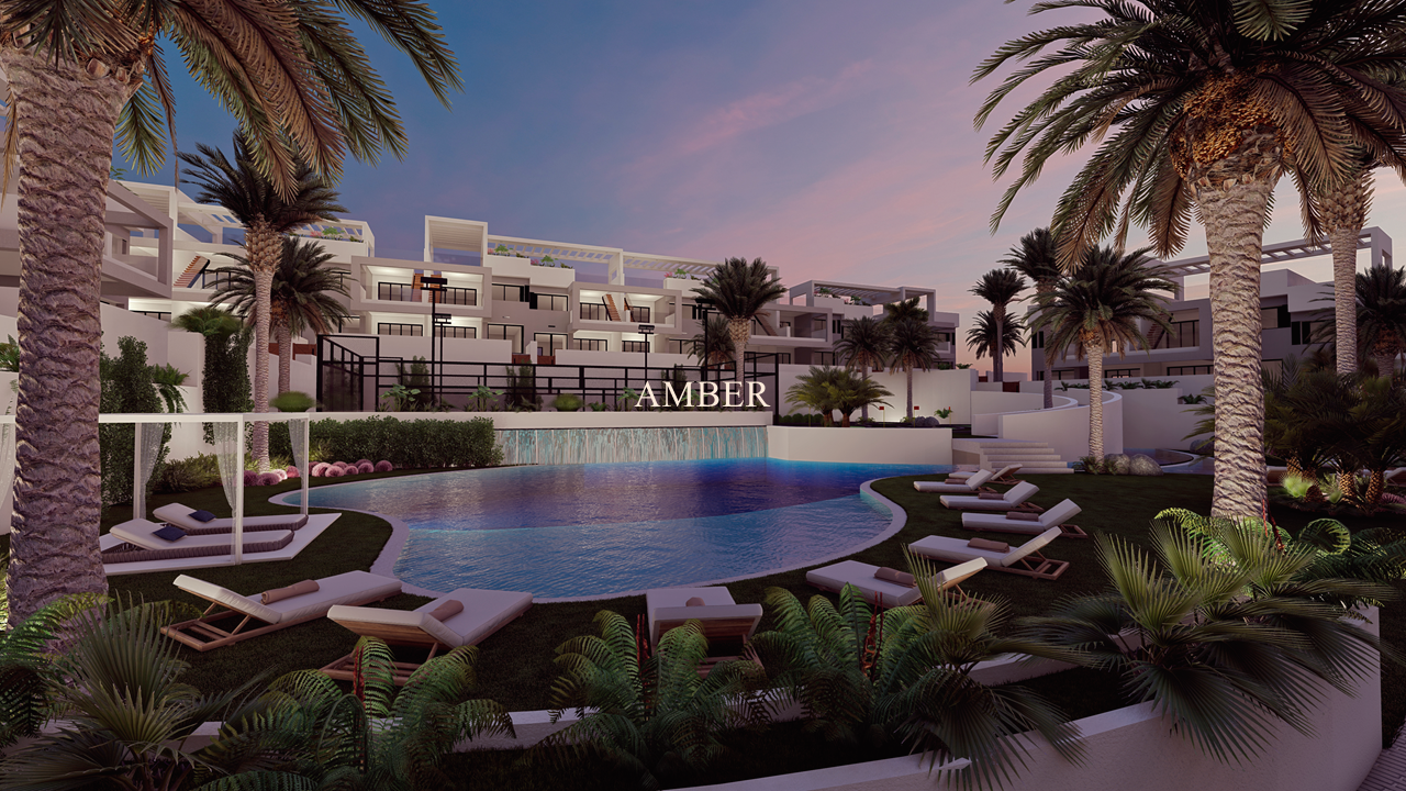Newly built luxurious bungalows with views to the pink lagoons and sea,Torrevieja